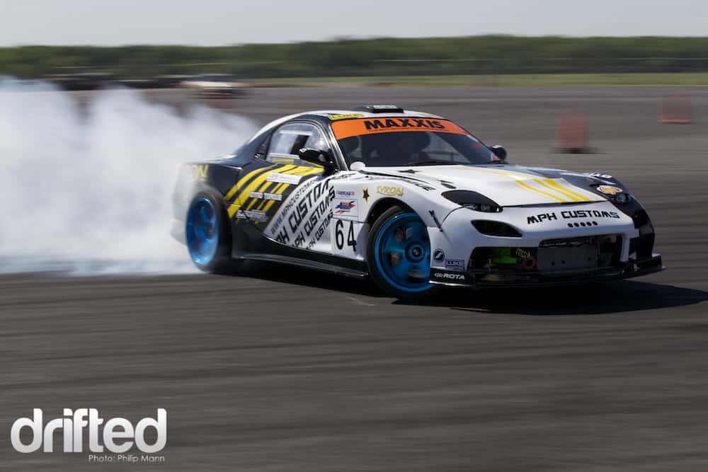 Matt House V8 RX7 at Santa pod