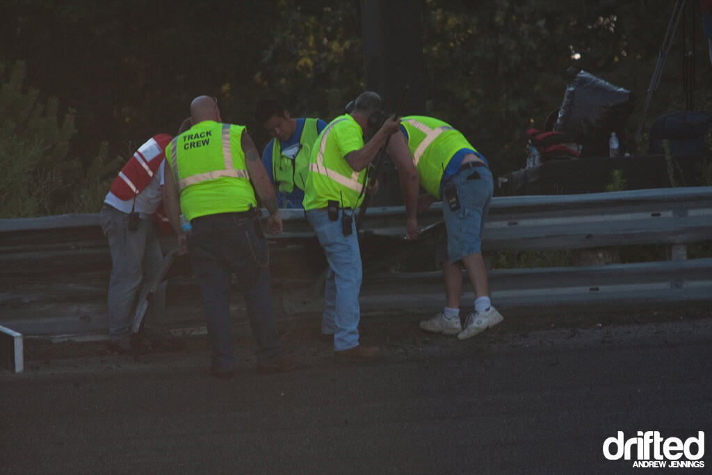Gittin's bumper stuck in guardrail