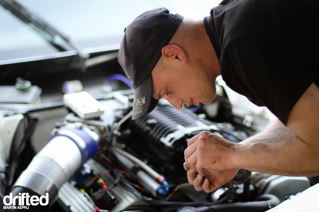 Florian fixing the Audi