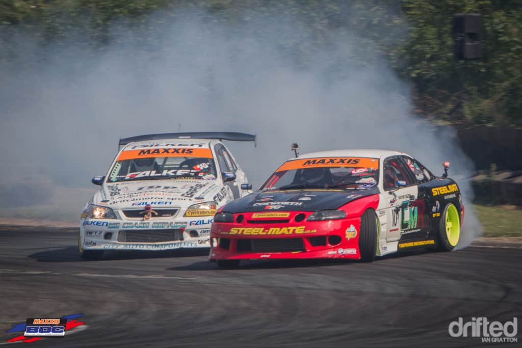 EVENT: The Scorcher: 2013 Maxxis British Drift Championship Round Three - Image 20130705-bdc-round3-teesside-iang-battles-drop1-60