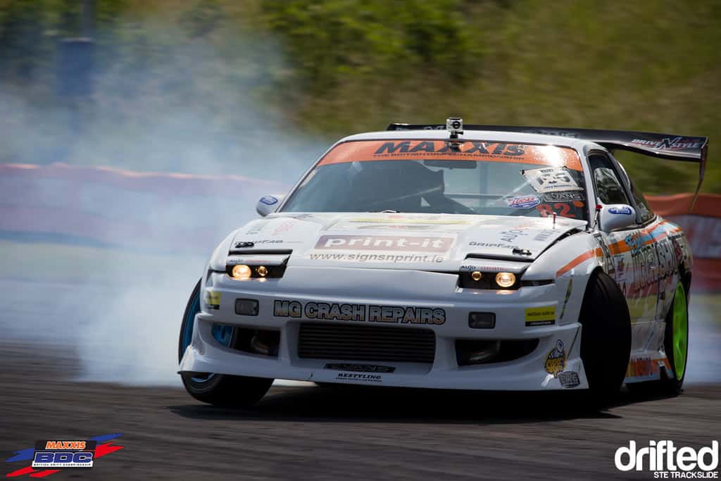 EVENT: The Scorcher: 2013 Maxxis British Drift Championship Round Three - Image Ste Trackslide BDC RD3 MG Crash Repairs S13 2