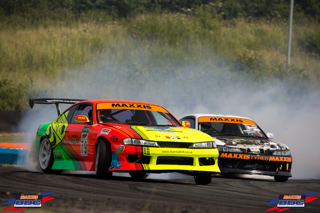 EVENT: The Scorcher: 2013 Maxxis British Drift Championship Round Three - Image Ste Trackslide BDC RD3 L2D vs Japspeed 2