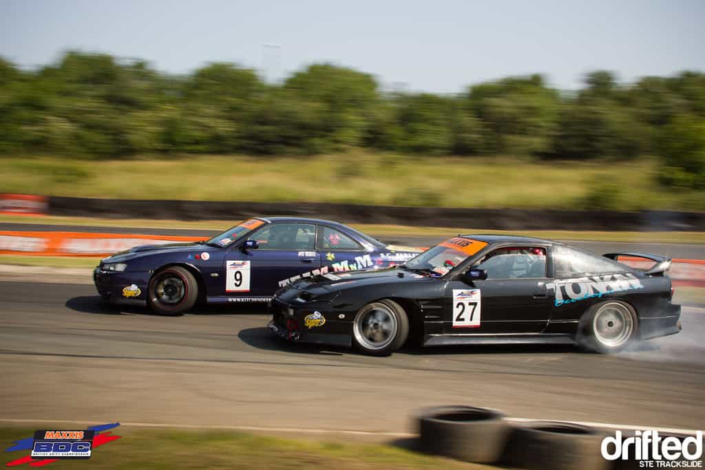 EVENT: The Scorcher: 2013 Maxxis British Drift Championship Round Three - Image Ste Trackslide BDC RD3 MnM VS Tonkin S13 2