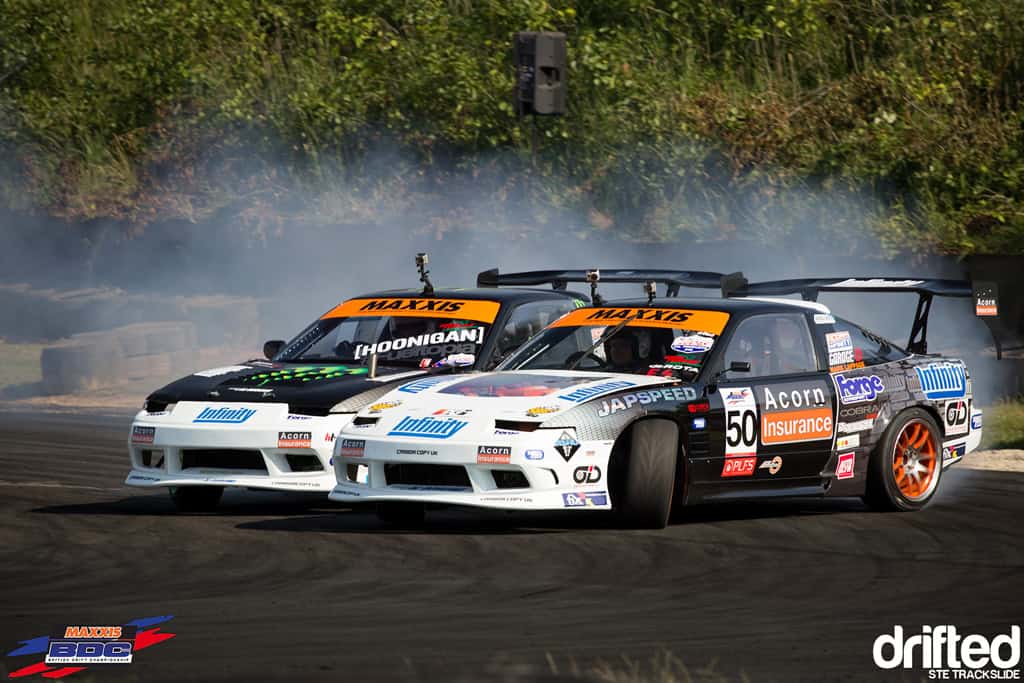EVENT: The Scorcher: 2013 Maxxis British Drift Championship Round Three - Image Ste Trackslide BDC RD3 Baggsy Vs Lappage 5