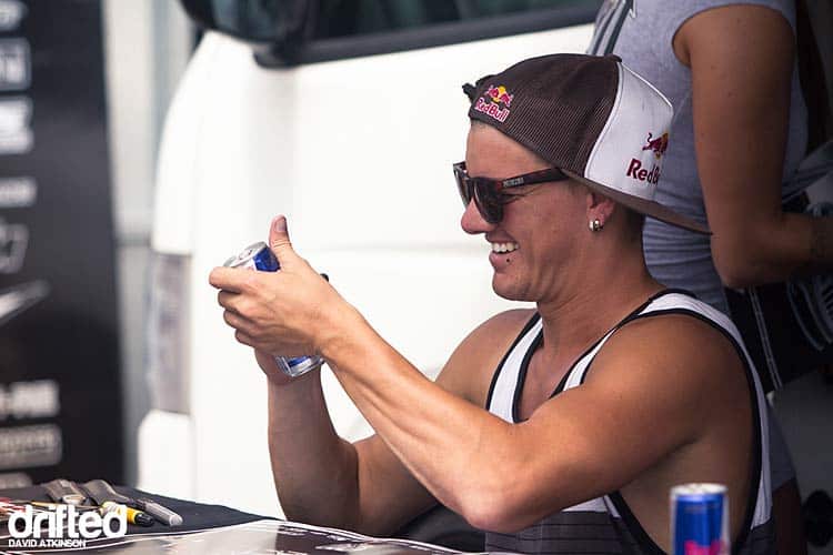 Go Crazy for Mad Mike - the Drift King of New Zealand - Image mad mike signing a can of red bull