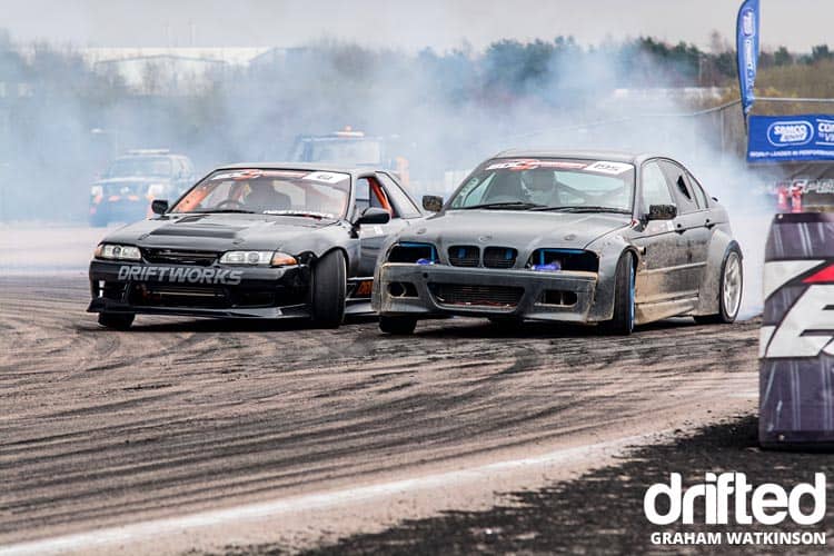 British Drift Championship Round 1 @ Rockingham - Image r32-e46-twin-drift