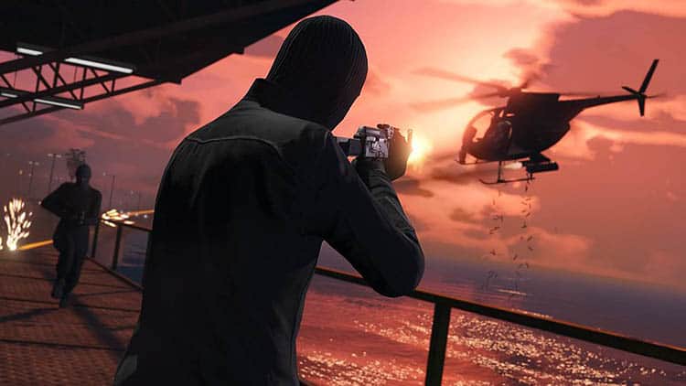 GTA Online - Create/Join A Private Session - Image helicopter gun shoot fire