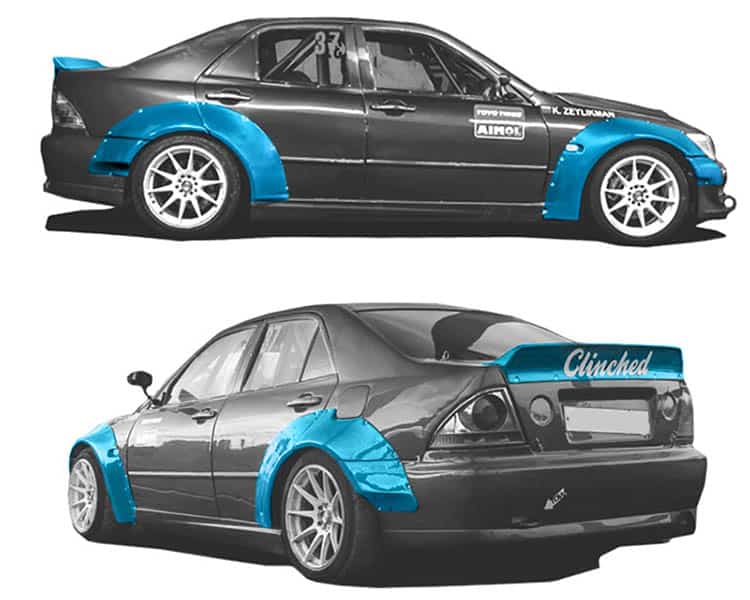 Lexus IS300 Body Kit Guide - Image clinched flares