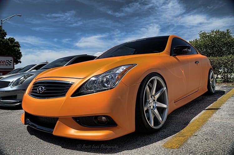 Ultimate Infiniti G37 Mods Guide - Image orange matte infiniti stance fitment wide