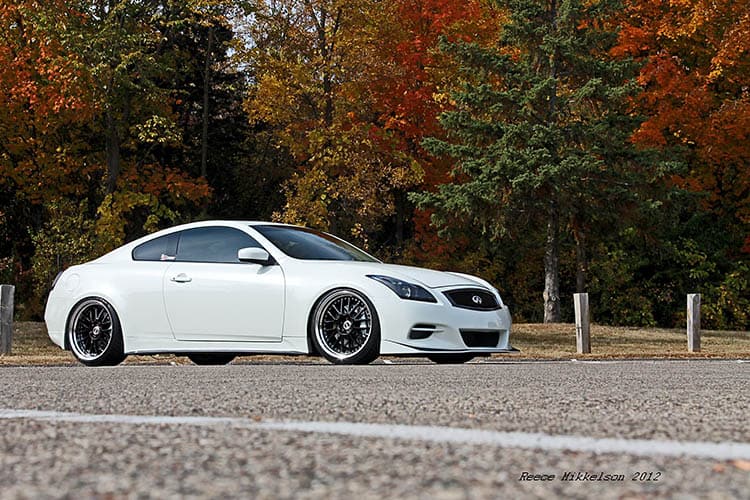 Ultimate Infiniti G37 Mods Guide - Image white infiniti g37 fitment stance hard parked
