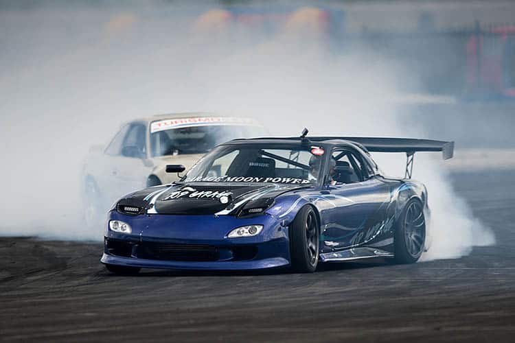 blue mazda rx7 fd3sdrift drifting