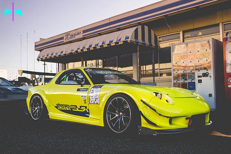 Tsukuba Circuit - Everything You Need To Know - Image yellow mazda rx7 fd wide widebody stance