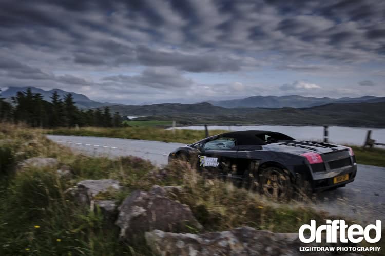 Banzai Rally: North Coast 500 - Image lamborghini gallardo parked at loch