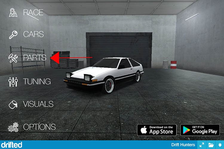 How To Drift In Drift Hunters - Everything You Need To Know - Image parts main menu drift hunters