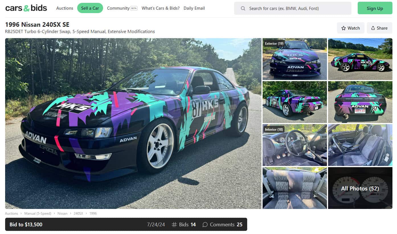 Stock 240SX Sells For $31k After 26 Years And 119K Miles - Image 1996 240sx rb swap hks replica