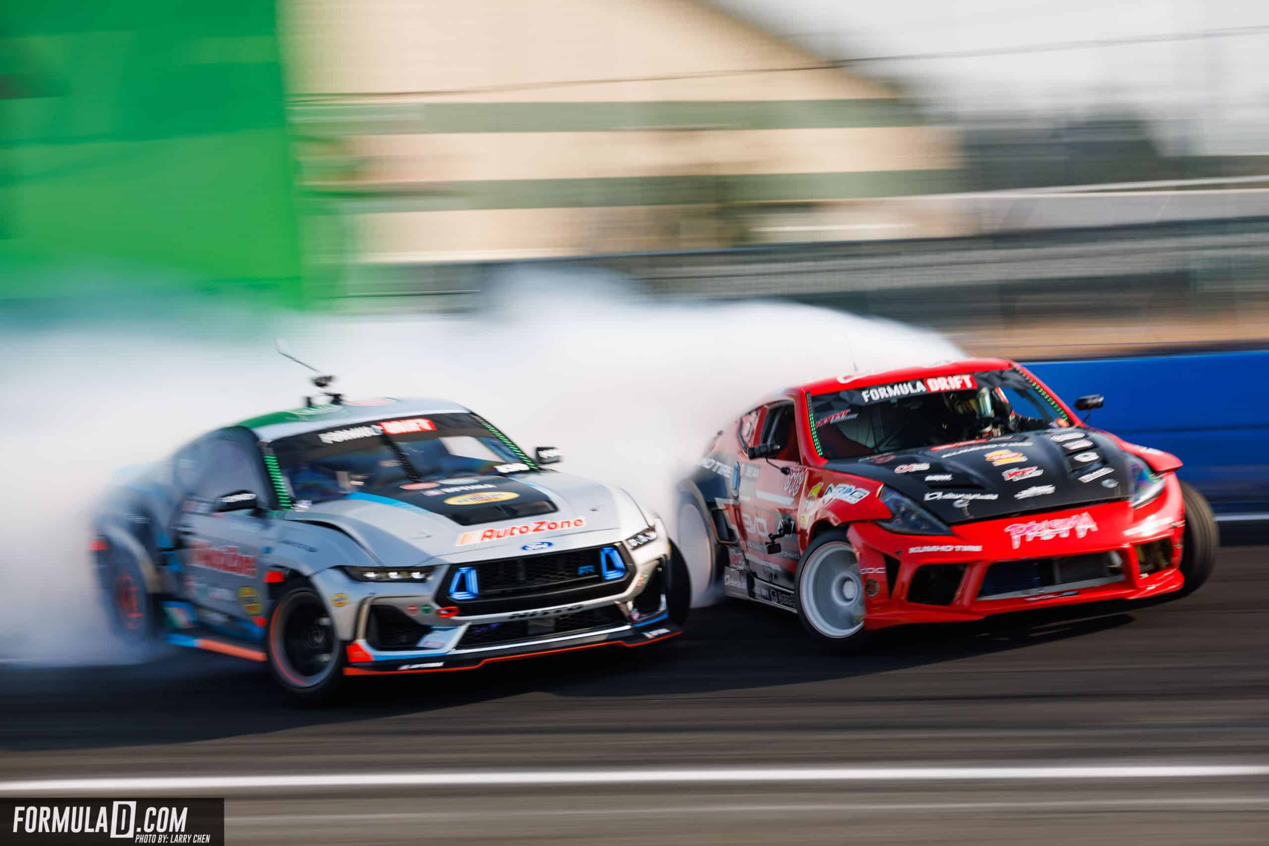 Tuerck Triumphs In Seattle Stunner – Formula DRIFT Rd. 6 - Image james deane jeff jones mustang 370z formula drift round 6 seattle 2024