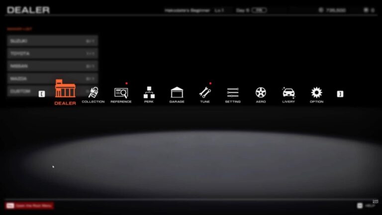 Leaked Tokyo Xtreme Racer Video Has Us Even More Excited - Image main menu dealer collection perk garage tune aero options settings
