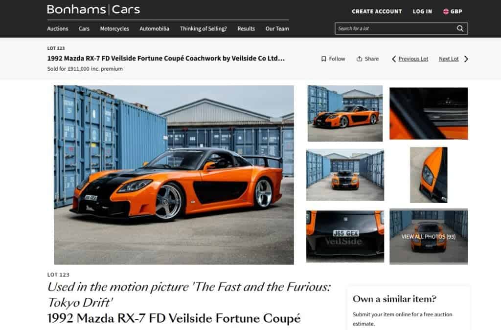 Han's Tokyo Drift RX-7 Smashes Estimated Valuation At Auction - Image Han's Tokyo Drift RX-7 Smashes Estimated Valuation At Auction - Image 5
